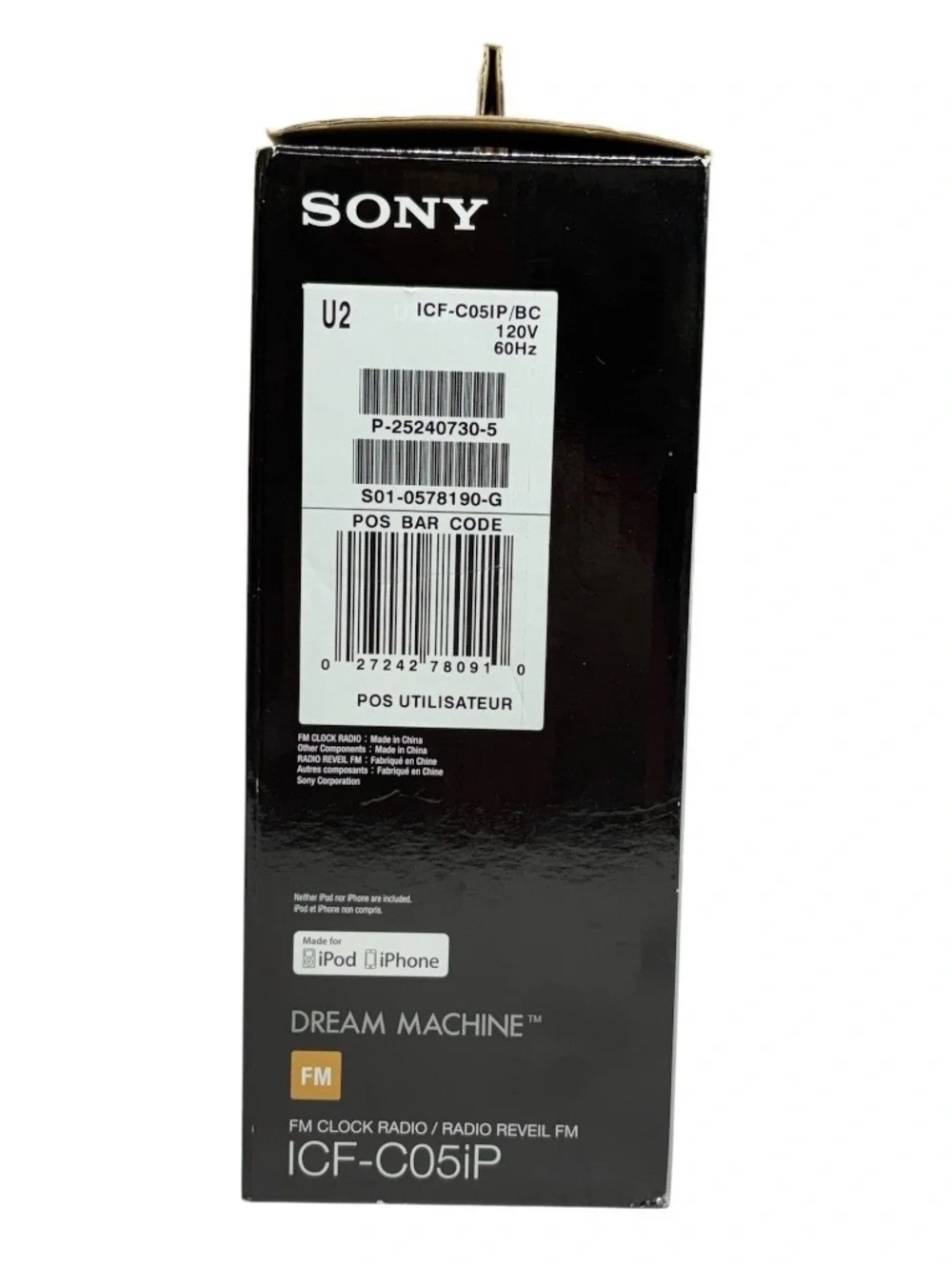 Sony Dream Machine ICF-C05iP Clock Radio Speaker Dock Black New 30-Pin Legacy